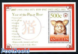 Netherlands Antilles 2007 Year Of The Pig S/s, Mint NH, Nature - Various - Cattle - New Year - New Year