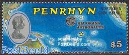 Penrhyn 1975 Kia Orana, Astronauts 1v, Mint NH, Transport - Various - Space Exploration - Maps - Geografía