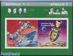 Yemen, Arab Republic 1969 Apollo-Soyuz S/s Imperforated, Mint NH, Transport - Space Exploration - Other & Unclassified