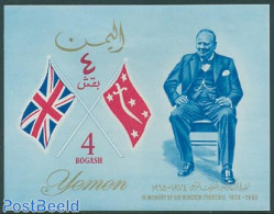 Yemen, Kingdom 1965 Sir Winston Churchill S/s, Mint NH, History - Churchill - Flags - Sir Winston Churchill