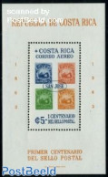 Costa Rica 1963 Stamp Centenary S/s, Mint NH, Transport - 100 Years Stamps - Stamps On Stamps - Ships And Boats - Postzegels Op Postzegels
