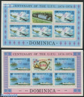 Dominica 1974 UPU Centenary 2 M/s, Mint NH, Transport - U.P.U. - Aircraft & Aviation - Ships And Boats - U.P.U.