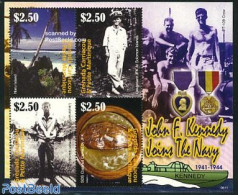 Grenada Grenadines 2006 J.F. Kennedy Joins The Navy 4v M/s, Mint NH, History - Transport - American Presidents - Ships.. - Ships