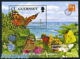 Guernsey 1997 Hong Kong, Butterflies S/s, Mint NH, Nature - Various - Butterflies - Philately - Lighthouses & Safety A.. - Leuchttürme