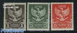 Indonesia 1950 Republic 3v, Mint NH, History - Coat Of Arms - Indonesia