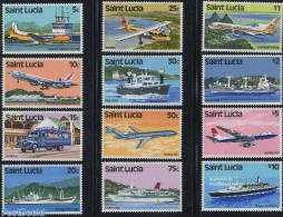 Saint Lucia 1980 Definitives 12v, Transport, Mint NH, Transport - Automobiles - Aircraft & Aviation - Ships And Boats - Voitures