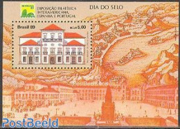 Brazil 1989 Stamp Day, Lubrapex S/s, Mint NH, Stamp Day - Art - Architecture - Ongebruikt