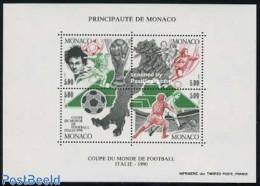 Monaco 1990 World Cup Football S/s, Mint NH, Sport - Various - Football - Maps - Unused Stamps