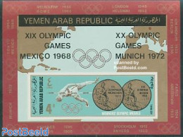 Yemen, Arab Republic 1968 Olympic Medals S/s, Imperforated, Mint NH, Sport - Athletics - Olympic Games - Atletismo