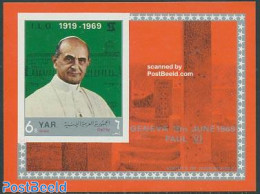 Yemen, Arab Republic 1969 I.L.O./pope S/s Imperforated, Mint NH, History - Religion - I.l.o. - Pope - Religion - Pausen