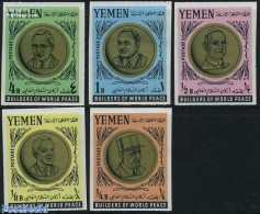 Yemen, Kingdom 1966 Famous Persons 5v Imperforated, Mint NH, History - Religion - Politicians - Pope - Päpste