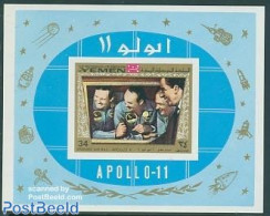 Yemen, Kingdom 1969 Apollo 11 S/s Imperforated, Mint NH, Transport - Space Exploration - Other & Unclassified