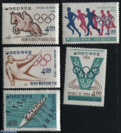 Korea, South 1964 Olympic Games Tokyo 5v, Mint NH, Nature - Sport - Horses - Gymnastics - Kayaks & Rowing - Olympic Ga.. - Gymnastique