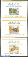 Korea, South 1966 Animals 3 S/s, Mint NH, Nature - Animals (others & Mixed) - Bears - Cat Family - Korea (Süd-)