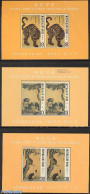 Korea, South 1970 Yi-Dynasty 3 S/s Perforated, Mint NH, Nature - Cat Family - Cats - Dogs - Art - Paintings - Corea Del Sur