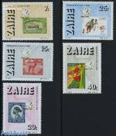 Congo Dem. Republic, (zaire) 1986 Post Centenary 5v, Mint NH, Nature - Sport - Transport - Animals (others & Mixed) - .. - Briefmarken Auf Briefmarken