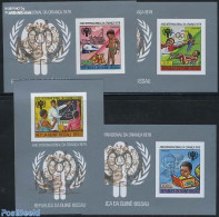 Guinea Bissau 1979 Year Of The Child 4 S/s Imperforated, Mint NH, Science - Sport - Transport - Various - Education - .. - Tir (Armes)