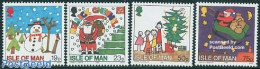 Isle Of Man 1996 Christmas 4v, Mint NH, Religion - Christmas - Art - Children Drawings - Weihnachten