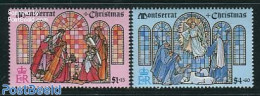 Montserrat 1992 Christmas 2v, Mint NH, Religion - Christmas - Art - Stained Glass And Windows - Navidad