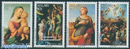 Malawi 1990 Christmas, Paintings 4v, Mint NH, Religion - Christmas - Art - Paintings - Raphael - Weihnachten