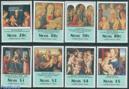 Nevis 1992 Christmas 8v, Mint NH, Religion - Christmas - Saint Nicholas - Art - Paintings - Natale