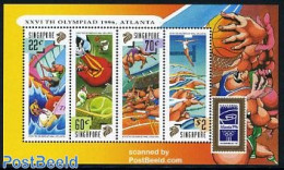 Singapore 1996 Olympic Games Atlanta S/s, Mint NH, Sport - Athletics - Football - Olympic Games - Sailing - Swimming -.. - Atletica