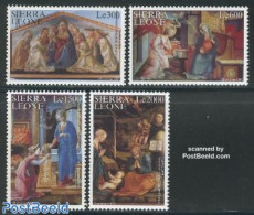 Sierra Leone 2001 Christmas 4v, Mint NH, Religion - Angels - Christmas - Art - Paintings - Cristianesimo