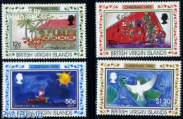 Virgin Islands 1995 Christmas 4v, Mint NH, Religion - Christmas - Art - Children Drawings - Christmas