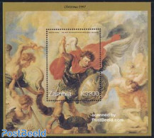Zambia 1997 Christmas S/s, Mint NH, Religion - Angels - Christmas - Art - Paintings - Cristianismo