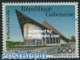 Gabon 1986 Christmas 1v, Mint NH, Religion - Christmas - Churches, Temples, Mosques, Synagogues - Ongebruikt