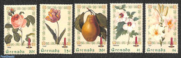 Grenada 1999 Christmas 5v, Mint NH, Nature - Religion - Flowers & Plants - Fruit - Roses - Christmas - Obst & Früchte