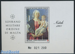 Sovereign Order Of Malta 1987 Christmas S/s, Mint NH, Religion - Christmas - Art - Paintings - Noël