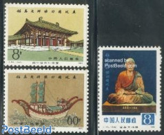 China People’s Republic 1980 Jian Zhen Memorial 3v, Mint NH, Transport - Ships And Boats - Unused Stamps