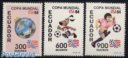 Ecuador 1994 World Cup Football USA 3v, Mint NH, Sport - Football - Sport (other And Mixed) - Equateur