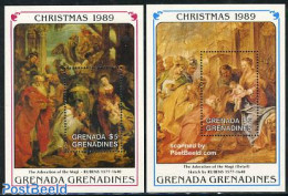 Grenada Grenadines 1989 Christmas, Rubens Paintings 2 S/s, Mint NH, Religion - Christmas - Art - Paintings - Rubens - Noël
