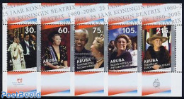 Aruba 2005 Beatrix Silver Jubilee 5v M/s, Mint NH, History - Various - Kings & Queens (Royalty) - Nobel Prize Winners .. - Royalties, Royals