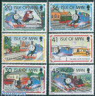 Isle Of Man 1995 Thomas Locomotive 6v, Mint NH, Transport - Railways - Art - Children's Books Illustrations - Treinen