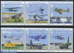 Isle Of Man 2008 90 Years Royal Air Force 6v (2x[::]), Mint NH, Transport - Helicopters - Aircraft & Aviation - Helikopters