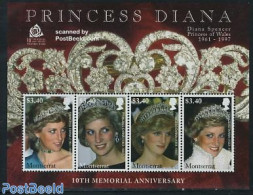 Montserrat 2007 Death Of Diana 10th Anniversary 4v M/s, Mint NH, History - Charles & Diana - Kings & Queens (Royalty) - Royalties, Royals