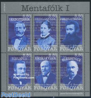 Faroe Islands 2008 Cultural Personalities 6v M/s, Mint NH, Art - Authors - Writers