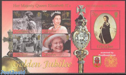 Gibraltar 2002 Golden Jubilee S/s, Mint NH, History - Performance Art - Kings & Queens (Royalty) - Radio And Television - Royalties, Royals