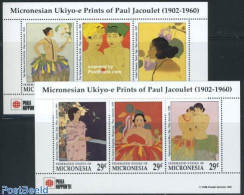 Micronesia 1991 Philanippon 6v (2 M/s), Jacoulet Paintings, Mint NH, Philately - Art - East Asian Art - Paintings - Mikronesien