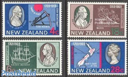 New Zealand 1969 James Cook 4v, Mint NH, History - Nature - Science - Transport - Various - Explorers - Flowers & Plan.. - Nuevos