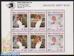 New Zealand 1989 World Stamp Expo M/s   ., Mint NH, History - Charles & Diana - Kings & Queens (Royalty) - Nuovi
