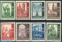 Austria 1948 Salzburger Dom 8v, Mint NH, Religion - Churches, Temples, Mosques, Synagogues - Unused Stamps