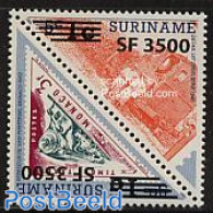 Suriname, Republic 2003 Overprints 2v, Mint NH, Transport - Railways - Eisenbahnen