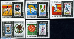 Yemen, Kingdom 1968 EFIMEX 5v, Imperforated, Mint NH, History - Sport - American Presidents - Olympic Games - Sport (o.. - Postzegels Op Postzegels
