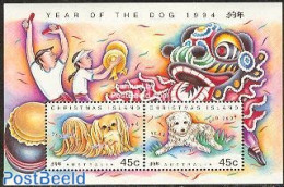 Christmas Islands 1994 Year Of The Dog S/s, Mint NH, Nature - Various - Dogs - New Year - Nouvel An