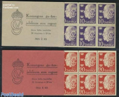 Sweden 1947 Royal Jubilee 2 Booklets, Mint NH, History - Kings & Queens (Royalty) - Stamp Booklets - Nuevos