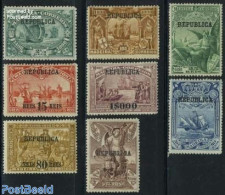 Portugal 1911 REPUBLICA Overprints On Madeira Set 8v, Unused (hinged), History - Transport - Explorers - Ships And Boats - Unused Stamps